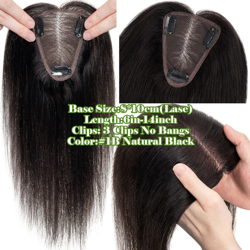 100% Echthaar Topper Toupet Extensions Clip In Remy Human Hair Toupee Haarteil l - Bild 79 von 84