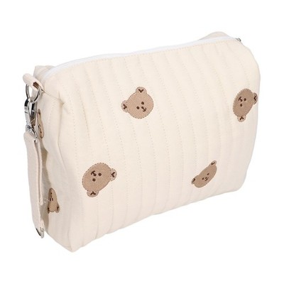 Diaper Bag, Bag Quilted Cotton Cute Pattern Nappy bear embroidery, #211 