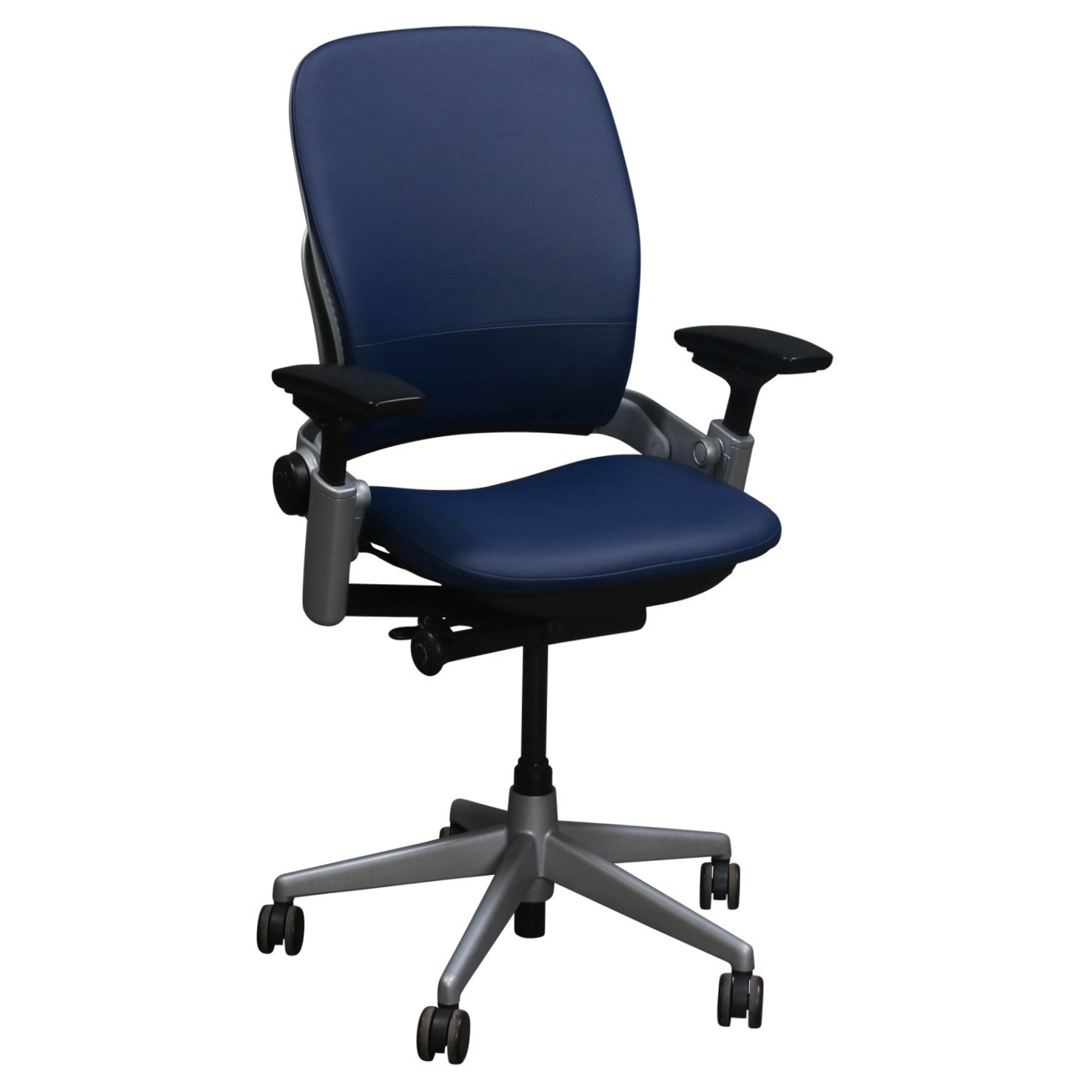 Steelcase Leap V2 Task Chair w/Adjustable Lumbar Support, PU Leather - Blue
