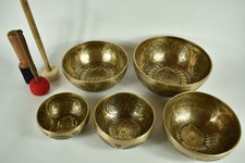 Singing Bowls Set of 5 Engraving - 6.0kg - Sound Massage / Meditation Sound Therapy Y