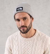 The North Face Salty Dog Beanie Gray Green Lined Knit Hat Unisex One Size