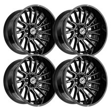 Set-4 Xf Off-road Xf-230 22x12 8x170 -44mm Black Machined Wheels Rims 22 Inch