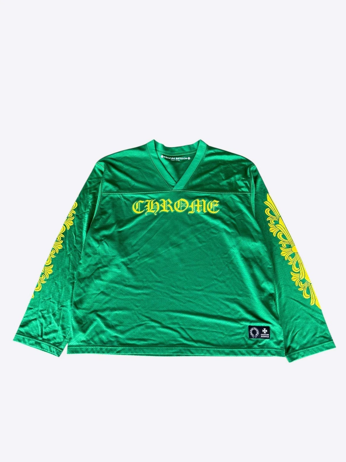 Chrome Hearts Green & Yellow Floral Nylon Mesh Longsleeve Jersey