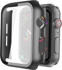 Black 2-Pack Hard PC Case with Tempered Glass Protector for 40mm Apple Watch