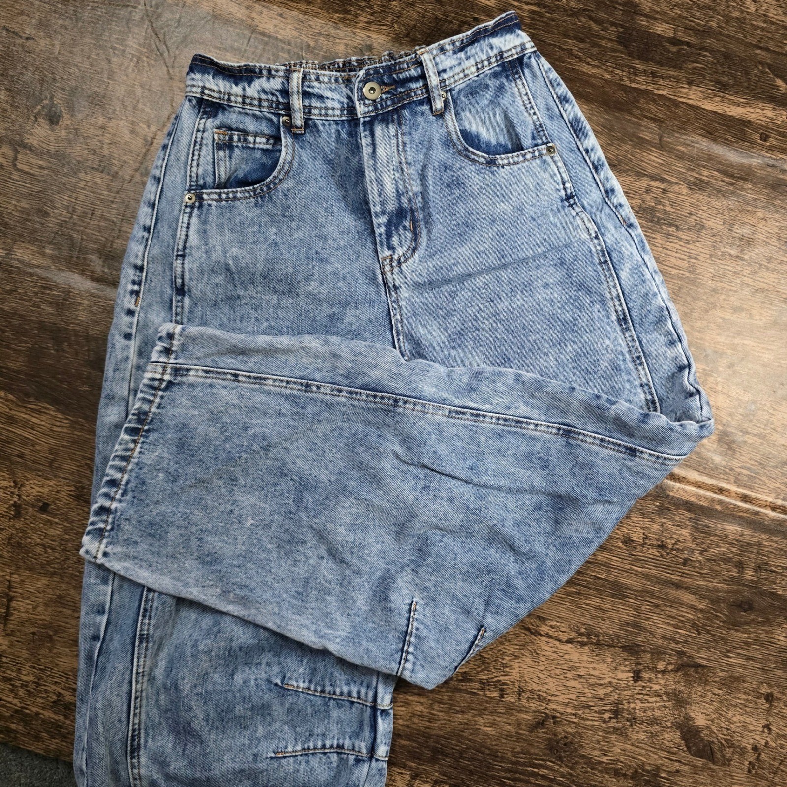 BARREL Leg Jeans Women Small Blue Excellent Acid Wash High Rise NP70733