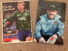 NEVILLE SOUTHALL EVERTON & WALES Goalkeeper Signed Photos (Autographs on backs)