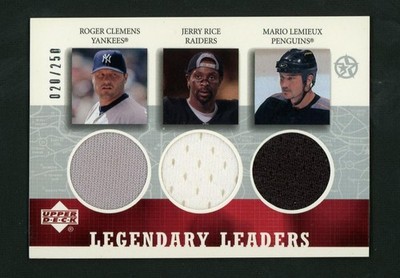 2003 Upper Deck UD Superstars Roger Clemens Jerry Rice Mario Lemieux /250