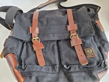 Borsa coloniale Belstaff tela pelle navy