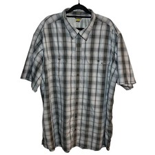 Eddie Bauer Travex Button Up Shirt Gray Plaid Check Men Sz 2XLT Outdoor Fishing