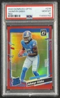 JAHMYR GIBBS PSA 10 2023 DONRUSS OPTIC #236 RED PRIZM ROOKIE 63/99 RC POP 26