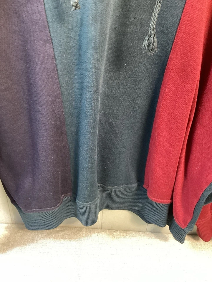 Vintage Bugle Boy Polo Shirt Mens XL Green Navy Colorblock Rugby Long Sleeve 90s - Image 4 of 4