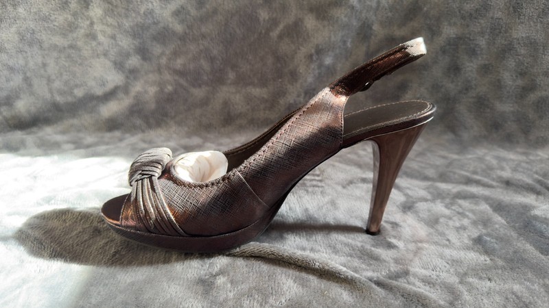 Slingback Heels, Bow, Bronze, Circa Joan & David, 10 M, Open Box