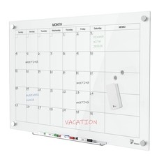 TOWON 47 x 35 Inch Glass Dry Erase Board, Magnetic Whiteboard Calendar, Month...