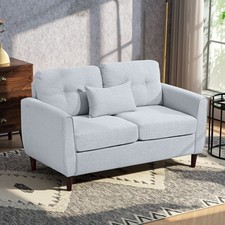 Traditional Double Sofa with Spring Padded Cushion and Armrest for Home Office