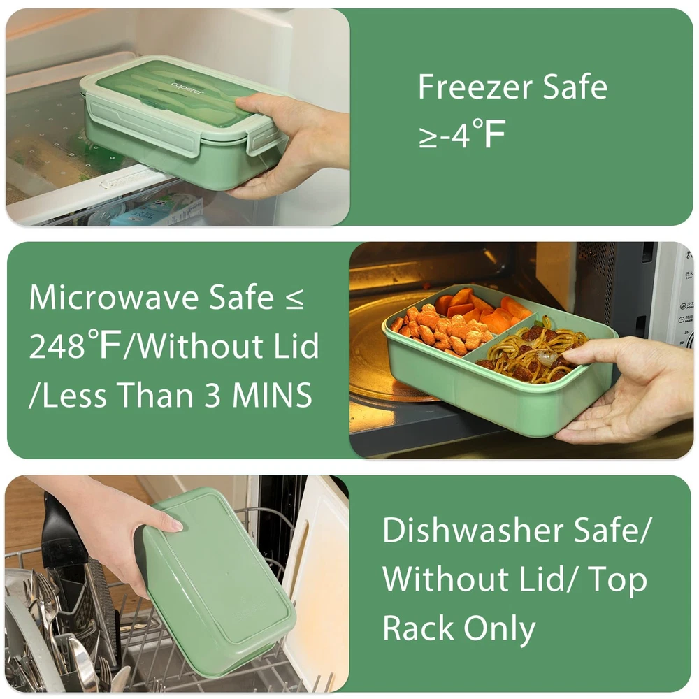 Leakproof 47 oz Classic Bento Box for Adults & Older Kids - 3 Compartments
