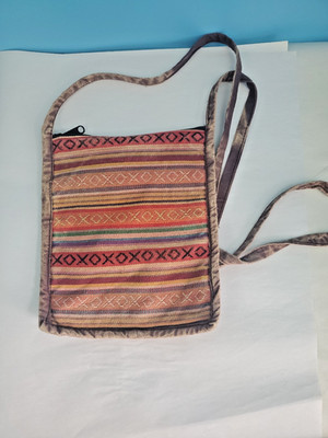 Earth Divas Crossbody Bag Nepal Fair Trade Fabric Boho Hippie Multi Color Zip...