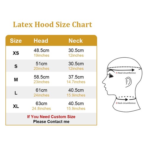 Latex Gummi Hood with Small Breathing Hole Rubber Suffocation Mask Back Zipper - Picture 9 of 10