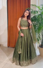 New Presenting Thai Silk Green Lehenga Choli With Dupatta For Festival Wear
