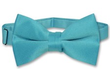 Vesuvio Napoli Boys BOWTIE Solid TURQUOISE BLUE Color Youth Bow Tie