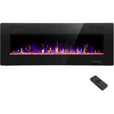 Electric Fireplace 50 Inch Recessed Wall Mount Modern Adjustable Flame Remote