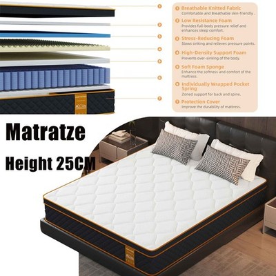 7-Zonen orthopädische Kaltschaum Matratze 180x200 Height 25CM Hardness H3 UKing