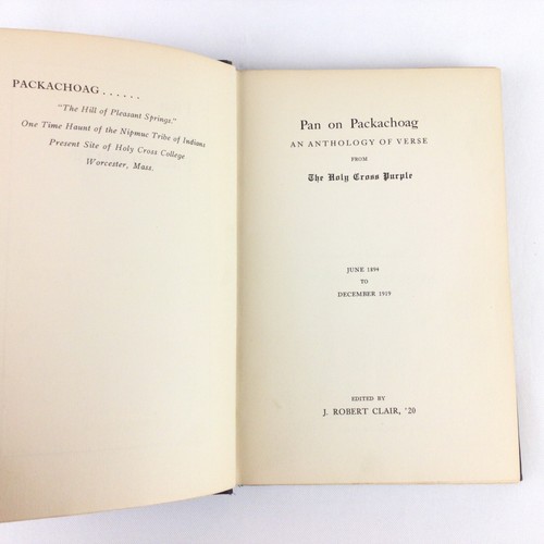 Pan on Packachoag: Anthology of Verse ~ Holy Cross College Purple, Clair 1920 HC - Picture 8 of 10