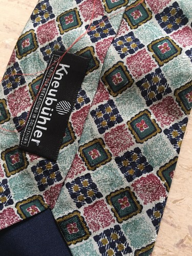 Allea Milano 100% silk Made in Italy green geometric mix smart tie 3.6" wide - Picture 5 of 5