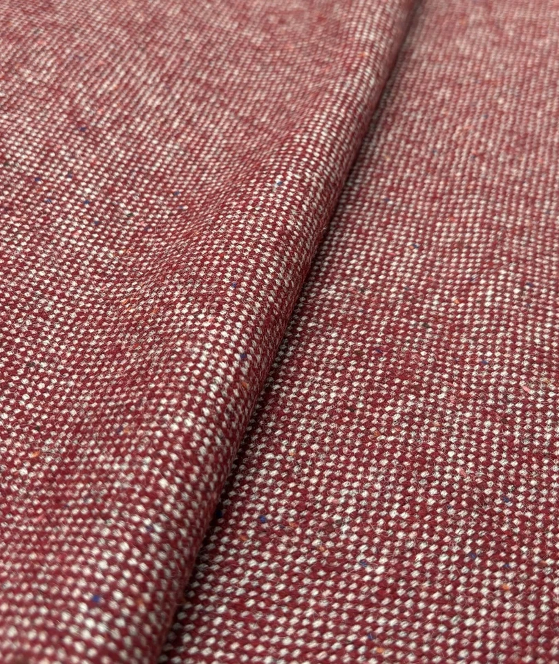 Red Wool Fabric Donegal Tweed Fabric Upholstery Cushion Curtain SOLD PER METER - Image 2 of 4
