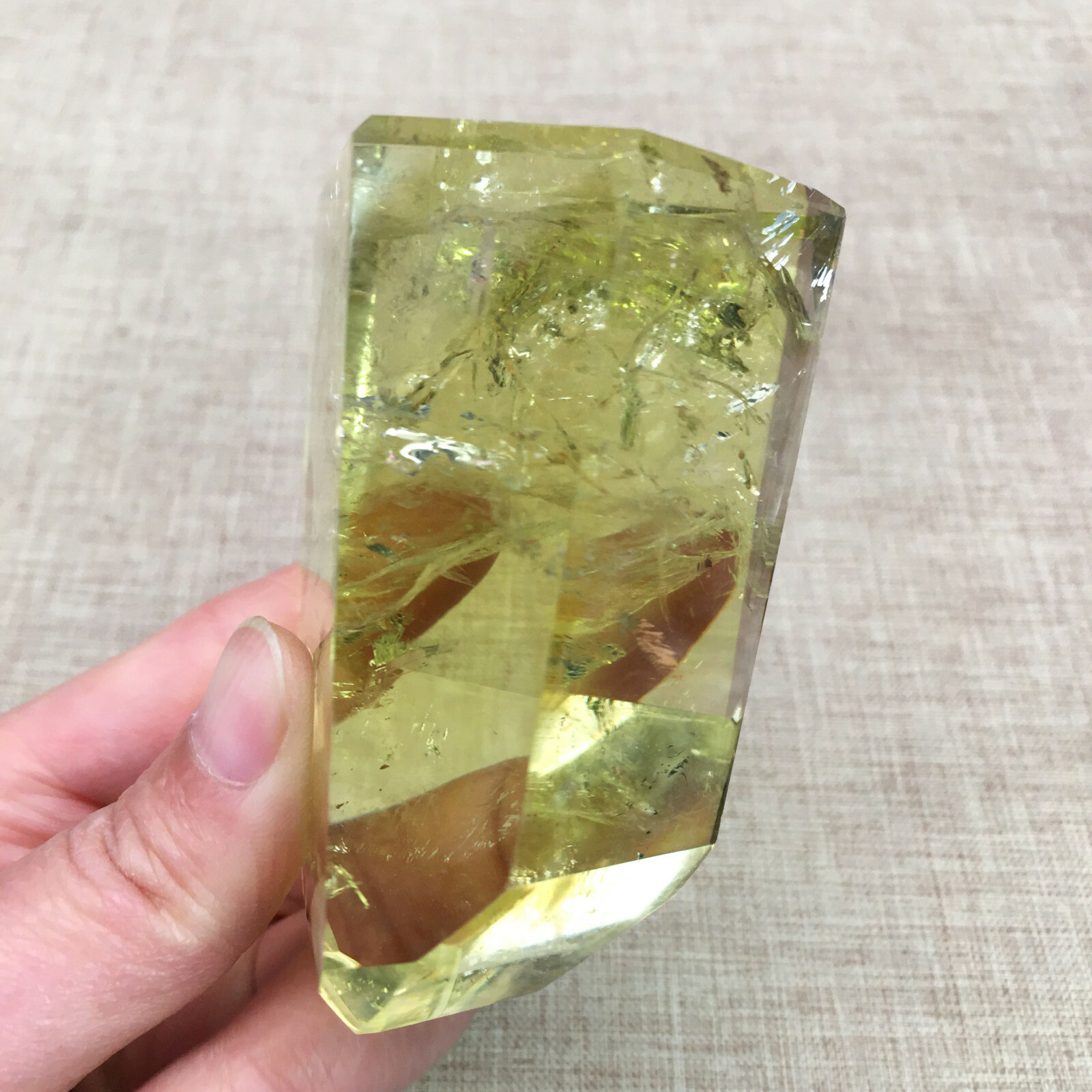 B4713-357g Natural Smoky Citrine Yellow Pyramid Quartz Crystal Point Healing