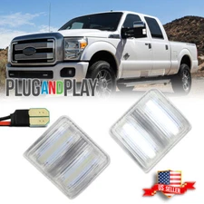 For Ford F250 F350 F450 F550 Clear White LED Side Mirror Marker Signal Lights 2X