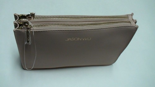 Jason Wu tan Beige nude Makeup cosmetic pouch case Bag Clutch Double Zippers new - Picture 6 of 6