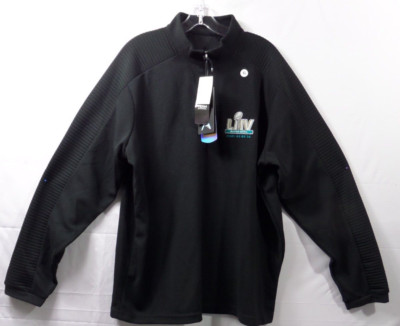 SUPER BOWL MIAMI LIV ANTIGUA MENS BLACK ANCHORAGE 1/4 ZIP PULLOVER -XL
