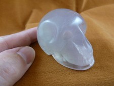 (HH-60-B) HUMAN SKULL Green White FLUORITE crystal gem Gemstone carving skulls