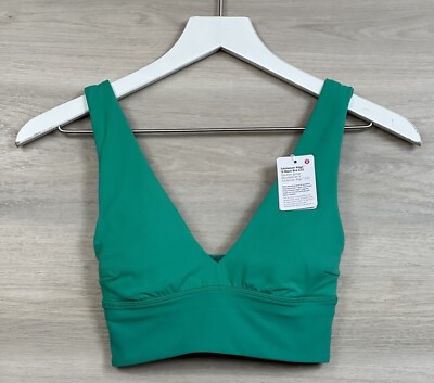 Lululemon Align V Neck Bra C/D Light Support Size 2 Kelly Green KLLG 30654