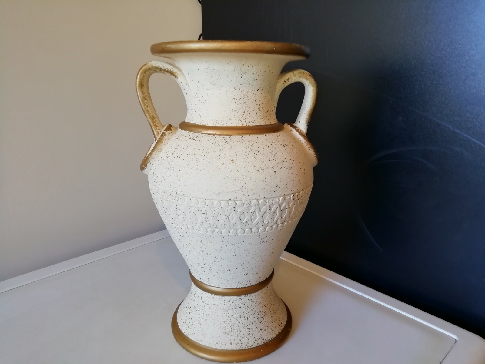 A Large Raleigh Mall White Two Handled Style Vase Amphora