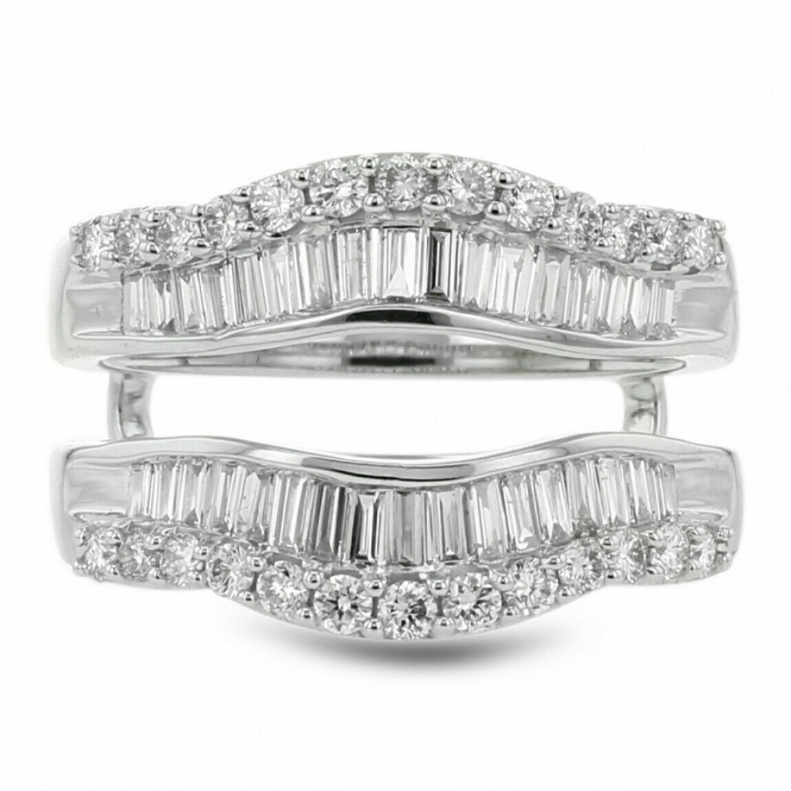 1.50ct Real Moissanite Enhancer Wedding Wrap Ring 14k White Gold Plated Silver