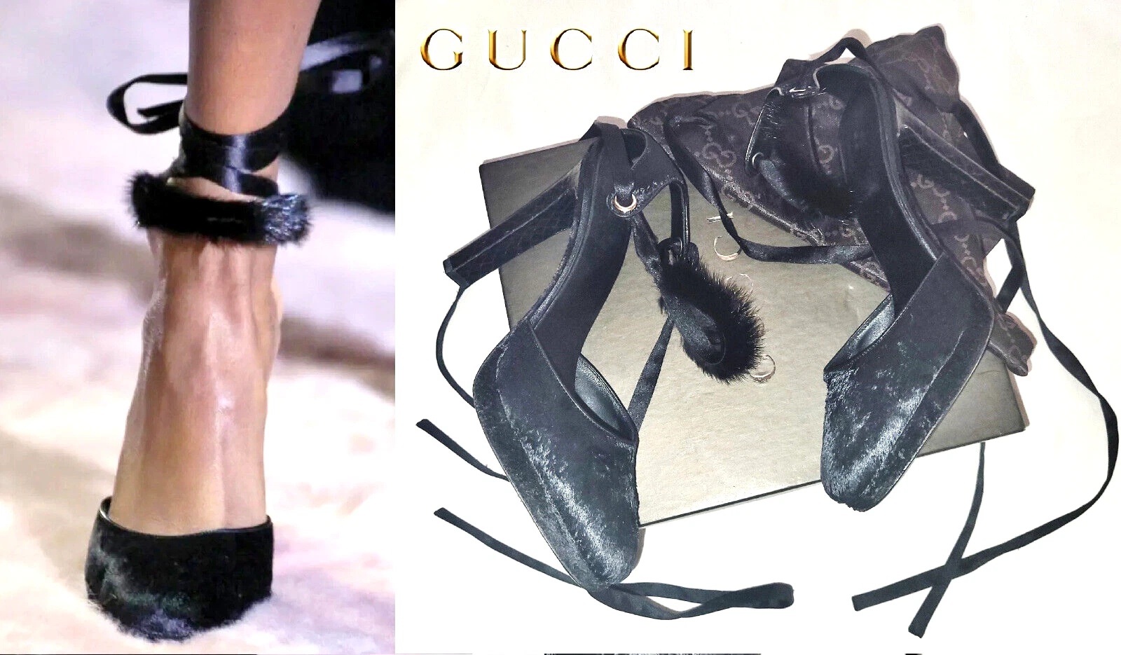 GUCCI ~ Talons poney Mink Python 2004 Finale de Tom Ford US : 8,5 ; EU : 39*AUTHENTIQUE
