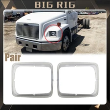 Pair Headlight Bezels For 1995-2005 Freightliner FL50 FL60 FL70 FL80 FL106 LH+RH