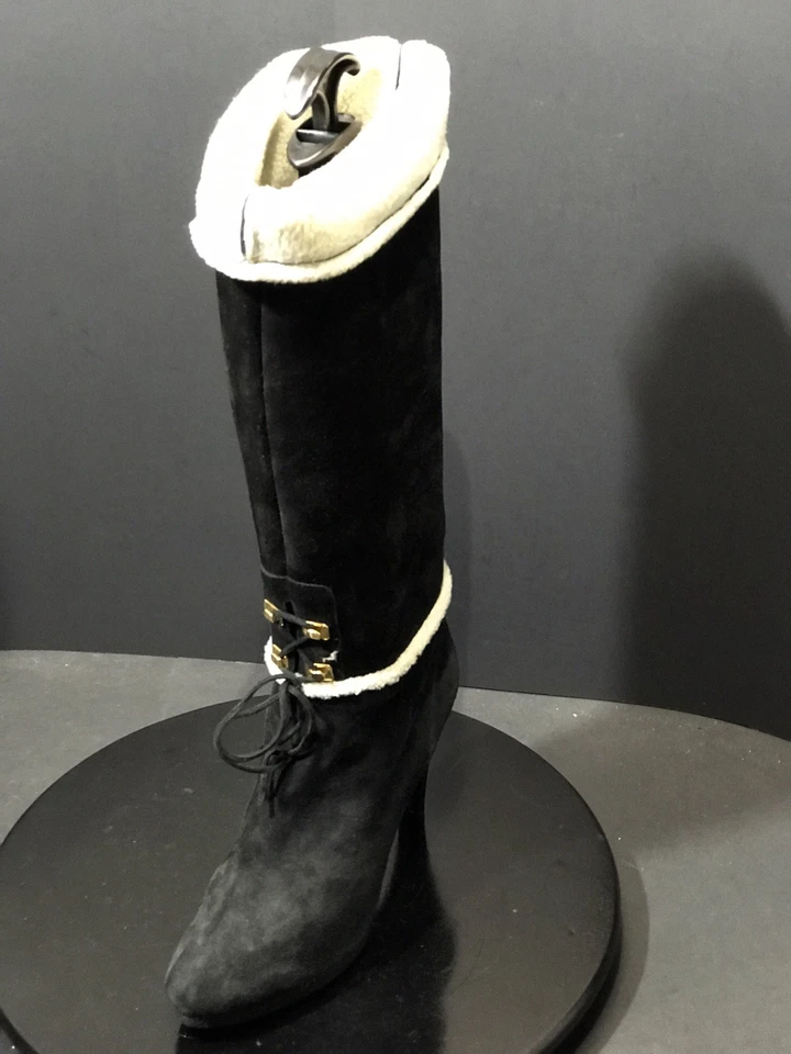 New Sergio Rossi Tall Suede Women's Black Boots Size US 9.5/ EU 41 Made in Spain - Image 4 of 4