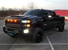 Matte Black Raptor Style LED Mesh Grille For 15-19 Chevrolet Silverado 2500 3500