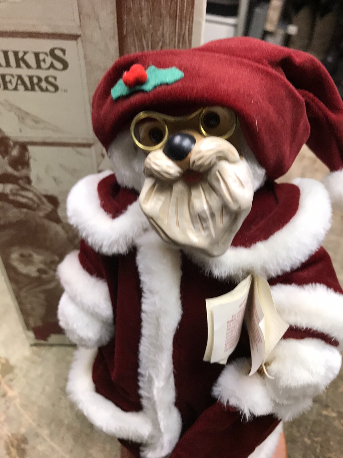 Robert Raikes Bears 1990 Classic Santa Bear w/ Wooden Stand eBay