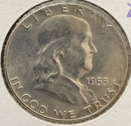 1953 P Franklin Half Dollar BU Fully Seperated Bell Line 0624 #2