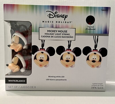 Disney Magic Holiday Blinking MICKEY MOUSE 8 LED Light String ~ NIB ~
