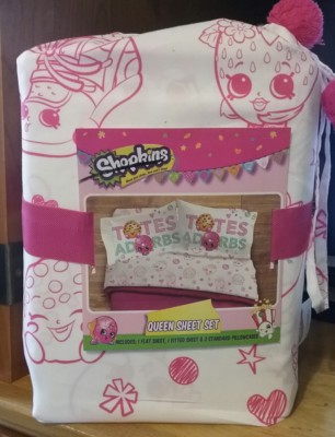 Shopkins Queen Sheet Set - 1 Flat Sheet, 1 Fitted Sheet & 2 Pillowcases *Read*