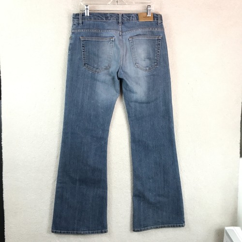 Zara Jeans Womens 6 Blue Flare Cut Low Rise Zip Fly Distressed Denim - Picture 9 of 11