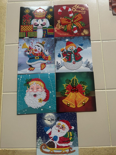 Assortment of 7 Diamond Art Christmas Themed Cards & Envelopes