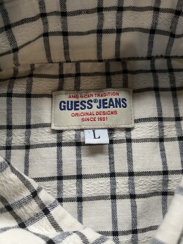 Vtg Guess Jeans Button Up Shirt -Large- Mens Ivory 100% Cotton USA MADE - Picture 7 of 8