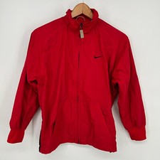 Nike Jacket Youth Medium Red Full Zip Track Fleece Lined Windbreaker Sportswear