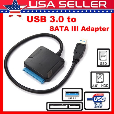 USB 3.0 to SATA III Hard Drive Adapter Cable 2.5'' 3.5'' SATA SDD HDD to USB 3.0