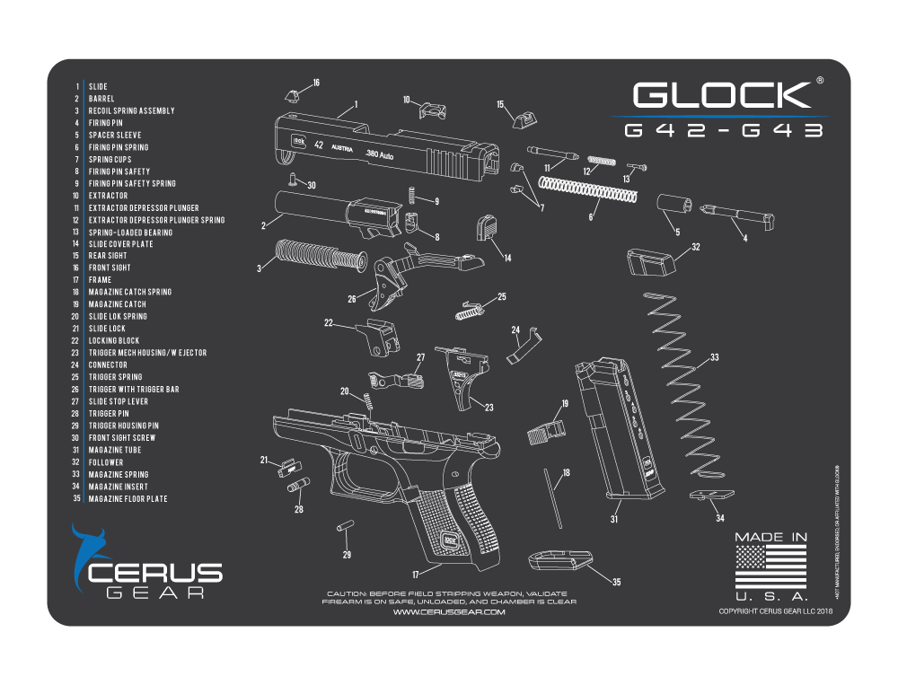 Buy For Glock 42 43 Armorers Cleaning Mat Cerus Gear PREMIUM Made